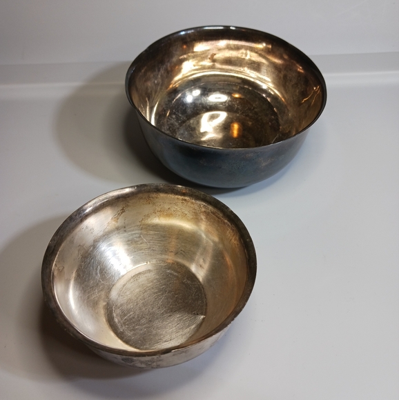 Vintage Lot Of 2 Signed Sterling Silver Unpolished Cup Bowl - 146g - Picture 9 of 11